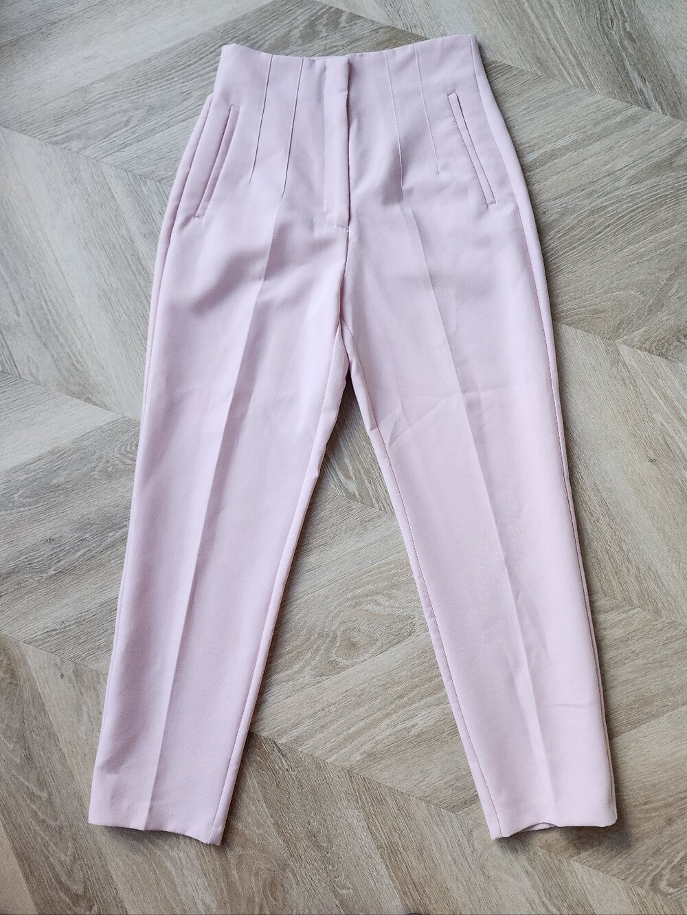 Zara High-Waisted Ankle Pants in a pastel pink